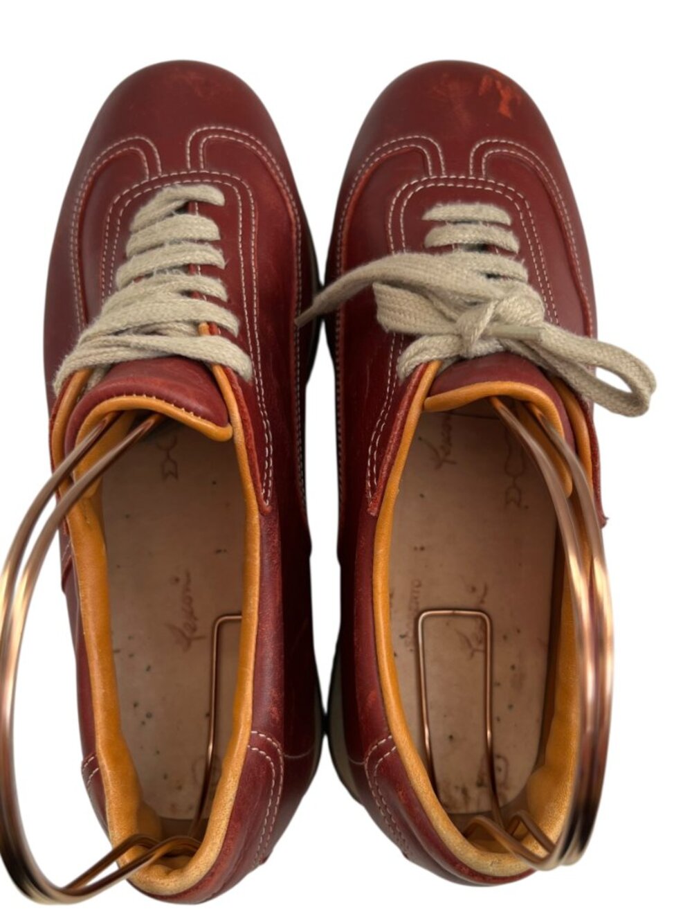 Hermes Quick leather sneakers red leather lace up 38.5 US womens 8 low top shoes - Picture 5 of 14
